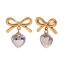Fashion Bow Love Stud Earrings-mixed Colors Stainless Steel Bow Love Earrings