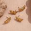 Fashion Cast Horn Rhinestone Earrings-gold-white Diamond Stainless Steel Diamond Stud Earrings