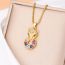 Fashion Gold Stainless Steel Diamond Leopard Necklace