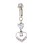 Fashion Silver Alloy Diamond Heart Piercing Navel Nail