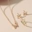 Fashion Gold Alloy Butterfly Earrings Necklace Ring Set