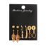 Fashion Gold Alloy Geometric Pearl Tassel Earrings Set