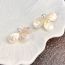 Fashion White Mother Of Pearl Flower Stud Earrings