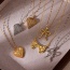 Fashion Golden 7 Titanium Steel Inlaid With Zirconium Love Pendant Necklace