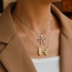 Fashion Golden 7 Titanium Steel Inlaid With Zirconium Love Pendant Necklace