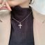 Fashion Sweater Chain 60cm Without Extension Chain (50 Points) Silver And Diamond Cross Necklace