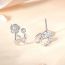 Fashion Rose Gold Silver Diamond Camellia Stud Earrings