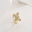 Fashion 3# Gold Plated Copper Butterfly Ring With Diamonds