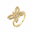 Fashion 4# Gold Plated Copper Butterfly Ring With Diamonds