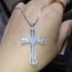 Fashion Silver Alloy Diamond Cross Men's Necklace