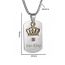 Fashion Hollow Crown Necklace-pink Titanium Steel Diamond Crown Shield Men's Necklace
