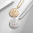 Fashion Gold Coin Letter B Necklace-steel Color Alloy Diamond Medallion Necklace