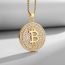 Fashion Gold Coin Letter B Necklace-gold Alloy Diamond Medallion Necklace