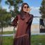 Fashion Brown Polyester Long Sleeve Top Patchwork Long Skirt