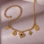 Fashion Gold Copper Inlaid Zircon Love Portrait Pendant Bead Necklace (3mm)