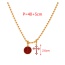 Fashion Red Copper Inlaid Zircon Round Double-sided Portrait Cross Pendant Bead Necklace (3mm)