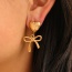 Fashion Golden 2 Titanium Steel Love Pendant Bow Earrings