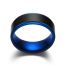 Fashion 8mm Blue And Black Stainless Steel Round Men's Ring