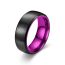 Fashion 8mm Purple Face Black Stainless Steel Round Men's Ring