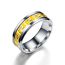 Fashion 8mm Blue Background Gold Sheet Stainless Steel Round Men's Ring