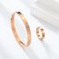 Fashion 5mm Ring Rose Gold No. 9 Stainless Steel Diamond Geometric Round Ring