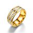 Fashion 8mm Double Row Diamond Rose Gold Metal Diamond Geometric Round Men's Ring