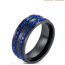 Fashion 8mm Double Row Black Blue Diamond Metal Diamond Geometric Round Men's Ring