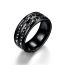 Fashion 8mm Double Row Black Diamonds Metal Diamond Geometric Round Men's Ring