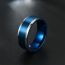Fashion 8mm Double Beveled Black With A Blue Line Between Them Stainless Steel Round Men's Ring