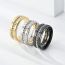 Fashion 8mm Gold Stainless Steel Diamond Round Ring