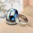 Fashion 8mm Blue Gold Flake Titanium Steel Geometric Texture Round Ring