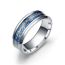 Fashion 8mm Black Background Silver Piece Titanium Steel Geometric Texture Round Men's Ring