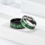 Fashion Black Emerald Green Stainless Steel Corrugated Round Men's Ring