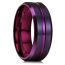 Fashion 8mm Bevel Edge Slotted Purple Stainless Steel Round Men's Ring