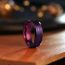 Fashion 8mm Bevel Edge Slotted Purple Stainless Steel Round Men's Ring