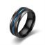 Fashion 8mm Black Room Blue Stainless Steel Geometric Round Men's Ring