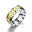 Fashion 8mm Blue Background Gold Sheet Stainless Steel Butterfly Ring