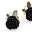 Personaliz black rose flower decorated design alloy Stud Earrings