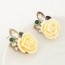 Punk beige rose flower decorated design alloy Stud Earrings