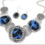 Blank dark blue gemstone decorated round design alloy Jewelry Sets