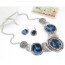 Blank dark blue gemstone decorated round design alloy Jewelry Sets