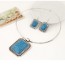 Real Blue Square Pendant Simple Design Alloy Jewelry Sets