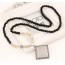 Stationery Silver Color Suqare Pendant Decorated Simple Design Alloy Beaded Necklaces