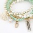 Fashion Light Green Beads Decorated Multilayer Design Alloy Korean Fashion Bracelet