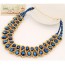 Reversible Blue Double Layer Weave Design Alloy Bib Necklaces