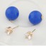 Preppy Blue Diamond Decorated Round Shape Design Alloy Stud Earrings