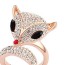 Modern Black & Rose Gold Diamond Decorated Fox Shape Design Alloy Crystal Rings