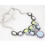 Brown Light Blue Gemstone Decorated Oval Shape Design Alloy Bib Necklaces