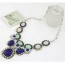 Medieval Drak Blue Oval Shape Gemstone Decorated Simple Design Alloy Bib Necklaces