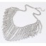 Bendable Silver Color Chain Decorated Tassel Design Alloy Bib Necklaces